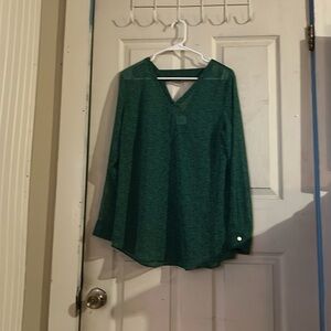 CAbi Green Relaxed Long Sleeve Blouse
